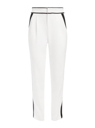 ESTA PLEAT FRONT PANT in OFF WHITE/BLACK | Alice and Olivia
