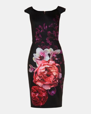 Splendour print bodycon dress - Black | Dresses | Ted Baker