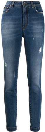 distressed high-rise skinny jeans