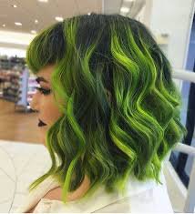 green highlights on black hair - Google Search