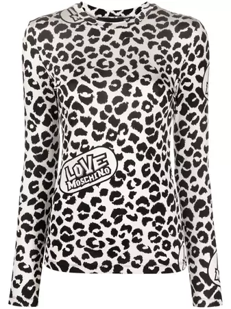Love Moschino leopard-print Long Sleeved T-shirt - Farfetch