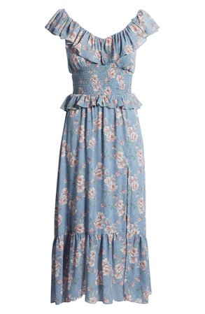 FLORET STUDIOS Luna Floral Smocked Midi Dress | Nordstrom