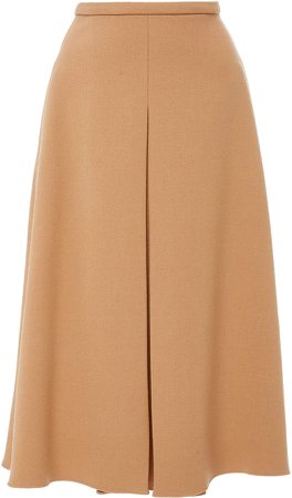 A-Line Wool and Silk-Blend Midi Skirt