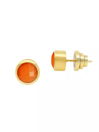 Dean Davidson Sol 22K Gold-Plated & Orange Onyx Checkered Signature Midi Stud Earrings