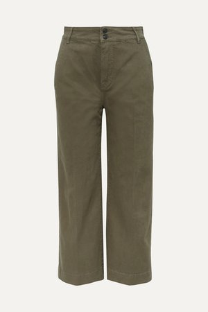 FRAME | Cropped cotton-blend wide-leg pants | NET-A-PORTER.COM
