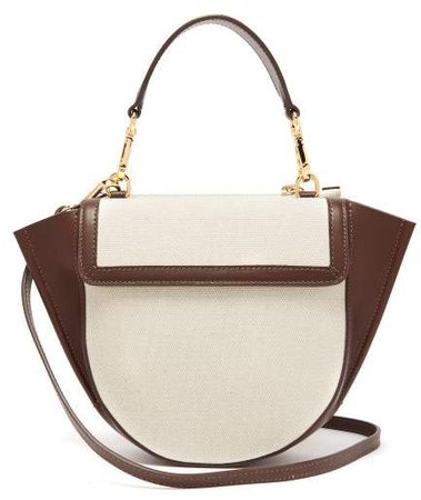 Hortensia Mini Canvas And Leather Cross Body Bag - Womens - Brown White