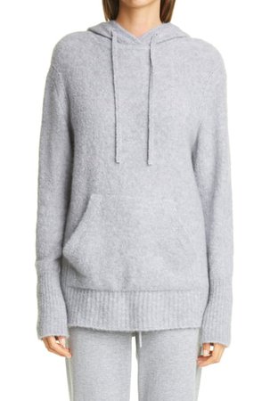 St. John Collection Hooded Cashmere & Silk Bouclé Sweater | Nordstrom
