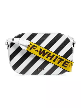 Off-White Black And White Diagonal Stripe Leather Camera Bag - Farfetch