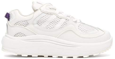 Jet Turbo Exaggerated Sole Leather Trainers - Womens - White