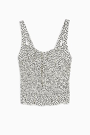 PETITE Black and White Print Shirred Cami | Topshop