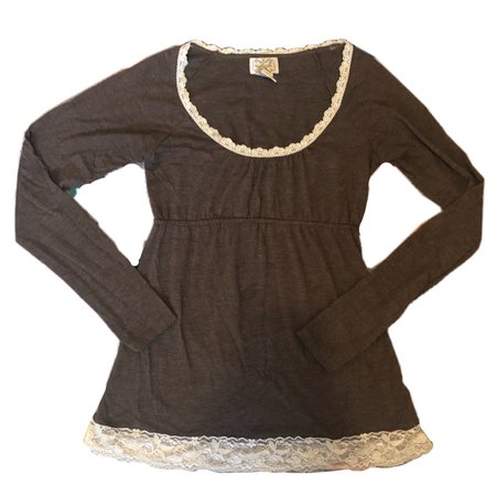 brown long sleeve babydoll lace fairy top