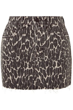Mother | The Vagabond distressed leopard-print denim mini skirt | NET-A-PORTER.COM