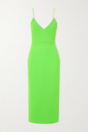 Lime green Drake stretch-crepe midi dress | Alex Perry | NET-A-PORTER