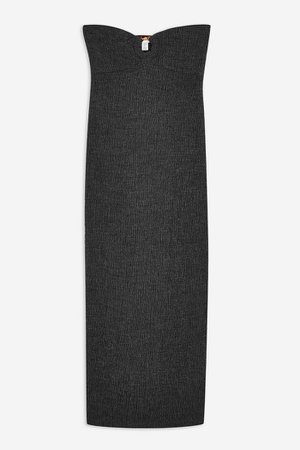 Black Horn Ring Column Dress | Topshop grey