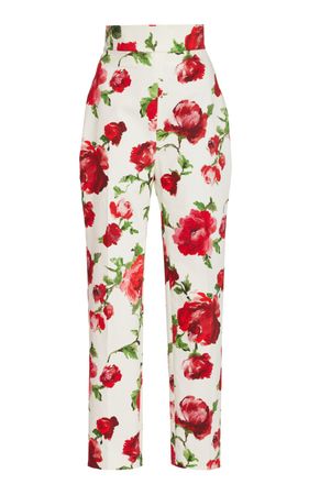 Floral-Printed Cropped Stretch-Cotton Skinny Pants By Carolina Herrera | Moda Operandi