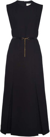 Victoria Beckham Belted Sleeveless Pleated Midi Dress Size: 4