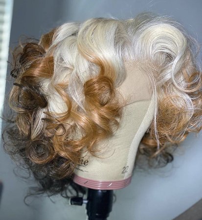 multicolored curly lace wig