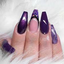 dark purple purple nails coffin - Google Search
