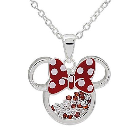 Disney Minnie Mouse Silver Plated Crystals Necklace