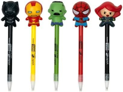 Amazon.com : Yoobi x Marvel Kawaii Pens, Avengers & Spider-Man, Squishy Topper for Stress Relief, Black Ink Ballpoint Pens, Cute School Supplies for Kids and Adults, 5 Pack : Office Products