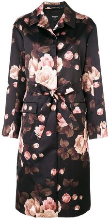 floral belted midi coat