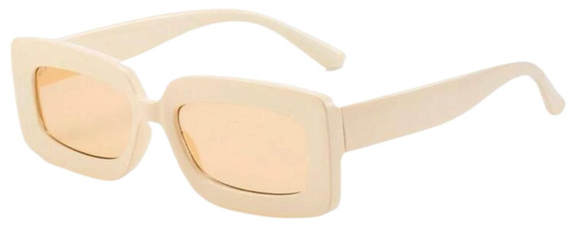 beige square glasses