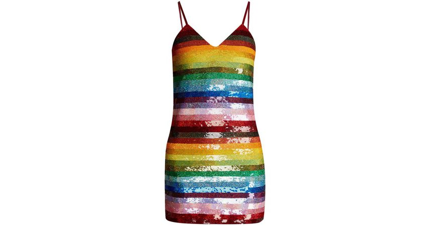 Rainbow-striped-Sequin-embellished-Silk-Mini-Dress