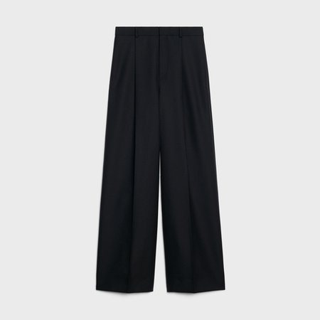 TAILLAT PANTS IN WOOL GABARDINE AND MOHAIR - Black - 2P625778Q.38NO | CELINE