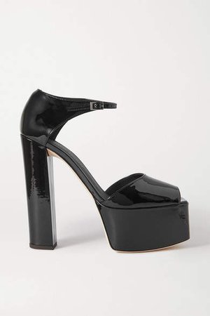 Patent-leather Platform Sandals - Black