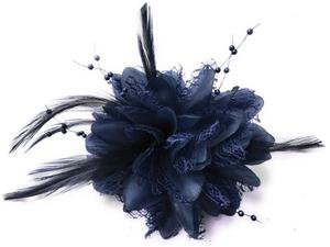 Caprilite UK Online | Dark Navy Blue Classic Flower Fascinator - Clip, Band Pin Corsage