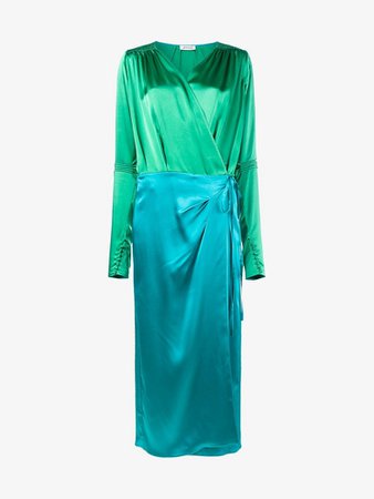 dress, emerald green, maxi dress, maxi dress with slits, green, green dress, long dress, long sleeves, long sleeve dress - Wheretoget
