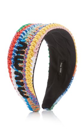 Logo-Knit Crocheted Headband By Miu Miu | Moda Operandi