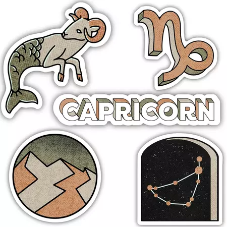 Capricorn Zodiac Sticker 5 Pack – Big Moods