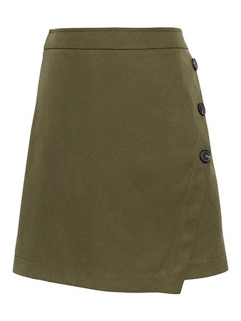 Soft Wrap-Front Mini Skirt Olive | Banana Republic