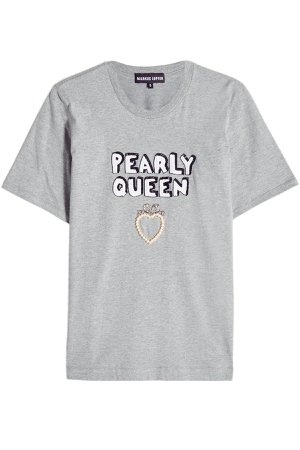 Pearly Queen Embellished Cotton T-Shirt Gr. M