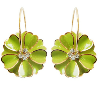 Astara Flower Enamel Crystal Hoop Earrings