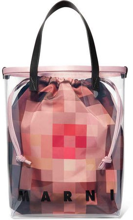 Glossy Leather-trimmed Pvc Tote - Pink