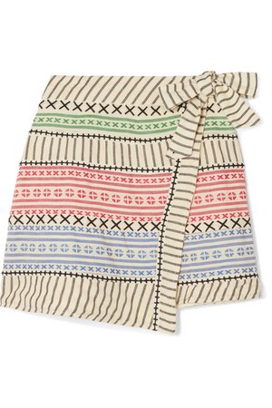 DODO BAR OR Striped cotton-gauze wrap mini skirt