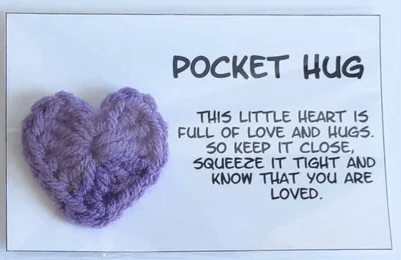 Pocket Hug Heart, Thoughtful Gift, Crochet Hug Gift, Special Friend, Miss You Gift, Love You Gift, Thinking of You, First Day of School, Hug