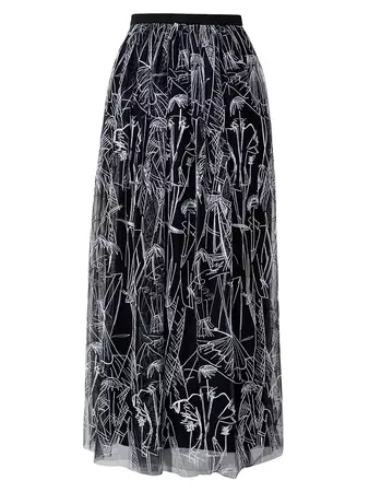 Shop Akris Embroidered Tulle Maxi Skirt | Saks Fifth Avenue