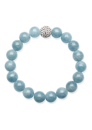 Belk & Co. Sterling Silver Milky Aquamarine and Crystal Bead Bracelet