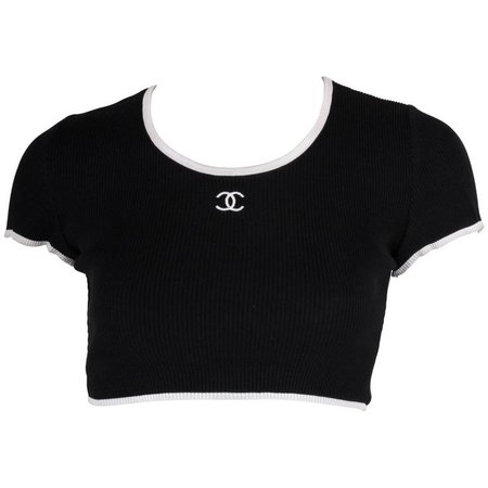 Chanel Crop Top - black/white - Today Pin