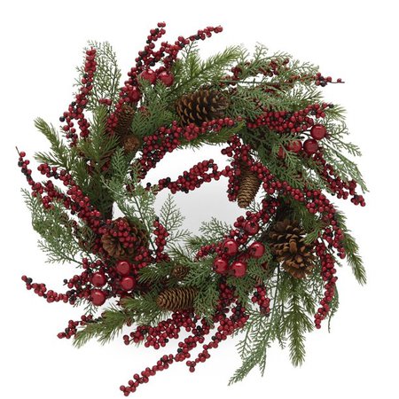 Belham Living Multicolor Rustic Berry and Pine Cone Christmas Wreath, 22 in - Walmart.com - Walmart.com