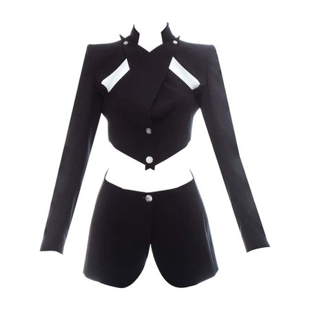 Alexander McQueen black wool blazer jacket with cut outs, ss 1999 For Sale at 1stdibs