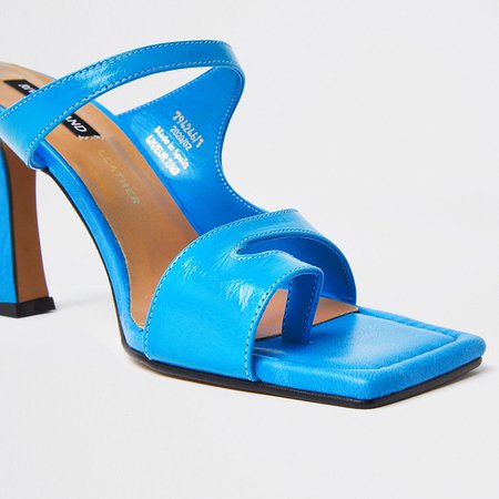 Blue toe loop mule sandal | River Island
