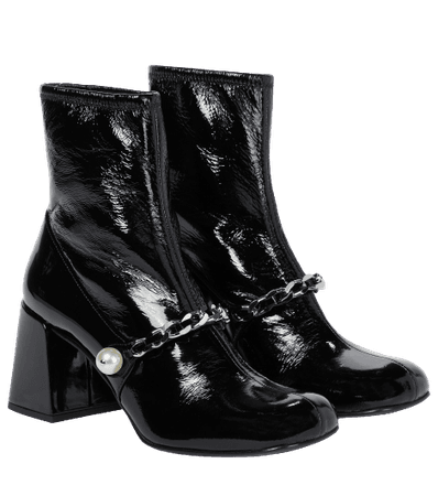 MIU MIU - Embellished naplak leather ankle boots