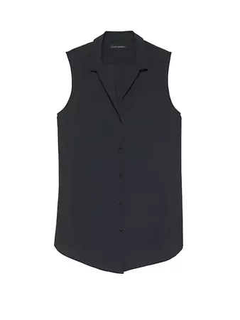Black Notch-Collar Shirt