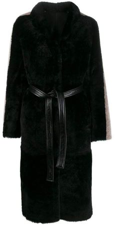 Blancha side-stripe belted coat