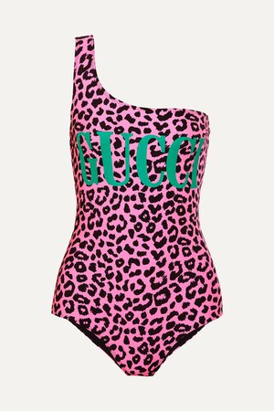Pink One-shoulder printed bodysuit | Gucci | NET-A-PORTER