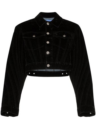 Mugler velvet cropped denim jacket £650 - Shop Online. Same Day Delivery in London